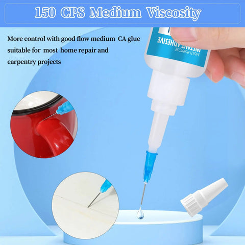 Hand applying Pro Grade Medium CA Glue For Metal And Stone Quick Dry Adhesive With Microtip Applicators for precise application