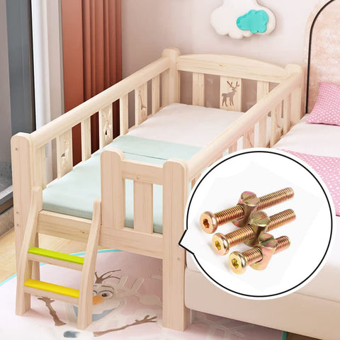 Ultimate M6 Hex Socket Cap Screws And Nuts Replacement Kit For Furniture And Baby Cribs shown near wooden crib