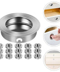 16 Pack Round Recessed Stainless Steel Cabinet Pulls Hidden Handles for Doors and Drawers Kitchen and Furniture Hardware