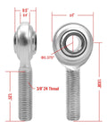 Bulletproof 3/8 X 3/8-24 Heim Joints Rod End Kit For Panhard Bar Suspension showing dimensions and chrome plating detail.