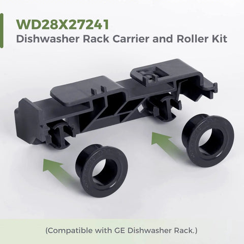 Dishwasher Lower Rack Carrier and Roller Kit Replacement for Left and Right Sides Wheel Assembly with GE compatibility
