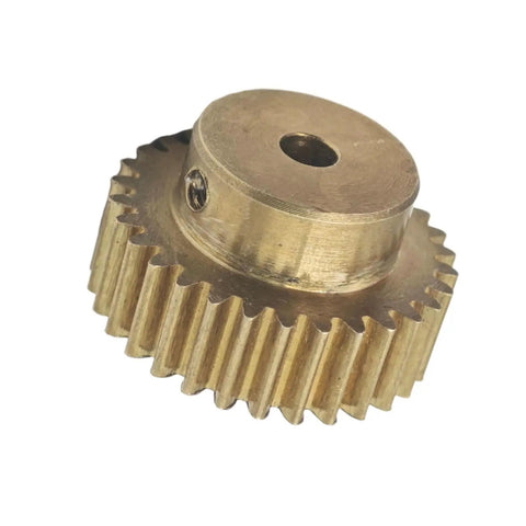 Beefy 0.7 Module Copper Spur Gear With 41 Teeth For Mechanical Transmission And Pinion Shaft, 30.1mm Diameter, 16mm Bore, Side View
