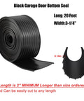 Garage door bottom weather seal roll, black, 20 ft long and 3-1/4 in wide with U-shaped cross-section