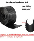 Roll of heavy-duty black vinyl seal, 20 ft long, for Replacement Garage Door Bottom Weather Seal For TS125 TS150 8300 5150.