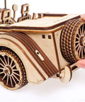 Roadster 3D Wooden Car Kit For Adults, DIY Mechanical Model With Transmission, Plywood Build, Real Working Gear System, Hands-On STEM Toy, Perfect Gift For Car Enthusiasts And Builders, Vintage Style Craft Project, rear view
