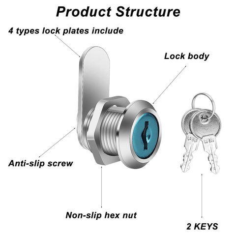 Tough 16 Mm Mailbox Lock With Four Swap Plates And Keyed Alike Build forged from solid zinc alloy, includes lock body and two keys.