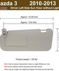 Left Driver Side Sun Visor For Mazda 3 2010 2011 2012 2013 Plug And Play Direct Replacement No Light Beige Interior Shield