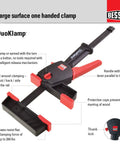 No Sweat One Hand Clamp And Spreader For Tough Woodworking 18 Inch Span with thumb lock and protective caps.