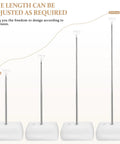 Front view of NUOBESTY balloon pillar kit: set of 4 adjustable stands with white bases and silver poles