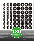 Two Pack 8mm LED Indicator Light 12V-24V IP67 Green Signal Lamp With 180 Interchangeable Symbols High Brightness Night Visibility Waterproof DIY Indicator Kit For Cars Boats And Panels, 180 symbol sheet