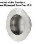 Brushed Nickel Stainless Steel round flush pull handle for sliding pocket doors, 2 Pack Round Flush Pull Handles 65mm Outer Diameter 16mm Height.