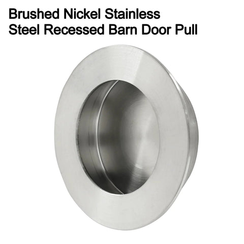 Brushed Nickel Stainless Steel round flush pull handle for sliding pocket doors, 2 Pack Round Flush Pull Handles 65mm Outer Diameter 16mm Height.