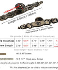 Antique Bronze Cabinet Pulls With Plate, 6.5 Inch Zinc Alloy Handles Set Of Six With Screws and Measurements Diagram