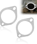 2 Pack Heavy Duty Exhaust Manifold Gasket 3 Inch 2 Bolt Flange Replacement Universal Fit For Cars And Trucks High Heat Resistant Rock Solid Engine Seal Zero Blowouts, showing steel gaskets.
