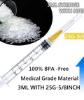 3Cc Lab Syringes With 25 Gauge 5/8 Inch Needle Sterile Individually Sealed Packs For Fluid Dispensing Smooth design with precise markings.