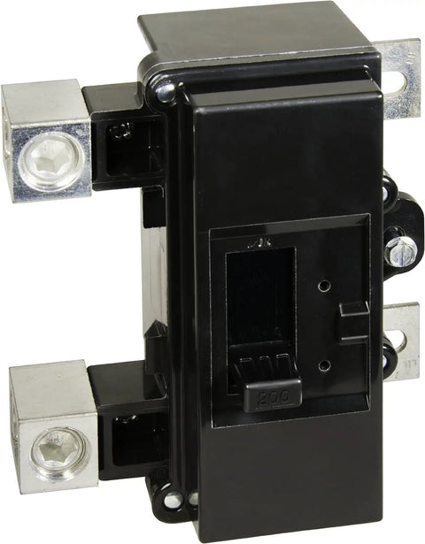 QOM2200VH Bolt On Circuit Breaker 200 Amp 2 Pole For QO And Homeline Panels, black with silver terminals, front view