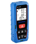 Boss Laser Distance Meter Measures 60m For Fast Jobs Without Stress with backlit LCD and buttons, blue handheld design.