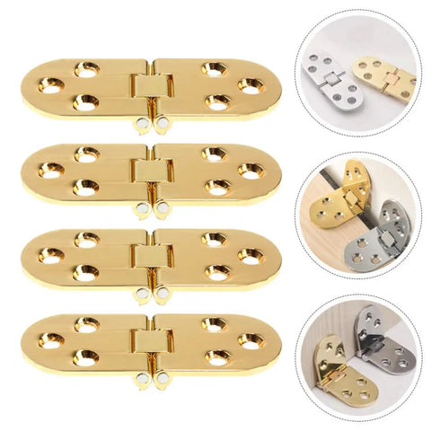 180 Degree Folding Table Hinges Set 4Pcs Zinc Alloy With Smooth Close And Flush Fit, gold and silver, multiple views