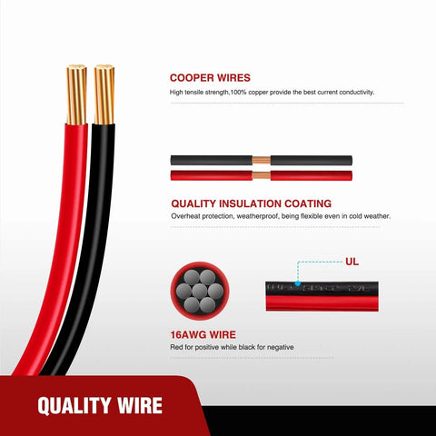 Heavy Duty 2 Pack SAE Extension Cable 12 Foot 16AWG Wiring Harness with copper wire and insulation, ideal for RVs and solar panels.