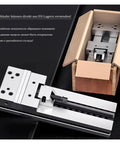 Top Shelf 6 Inch Bench Vise With Linear Guide Rail Clamping Vice CNC Machine Tool Holder shown in packaging with smooth sliding rail.