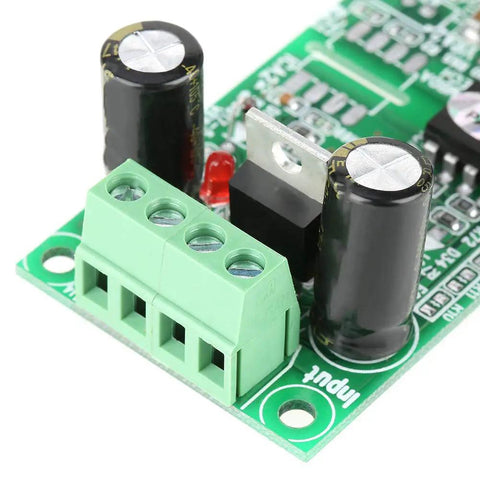 Close-up of 0-10V Signal Isolation Module showing input connectors and capacitors for PLC and MCU applications.