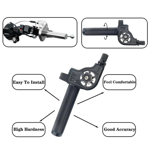 Seven Eighths Inch CNC Aluminum Quick Twister Throttle Grip With Cable showcase black grip with installation features