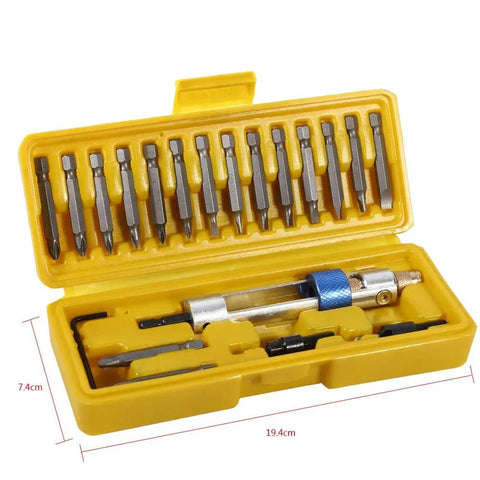 Heavy Duty Swivel Screwdriver Bit Set Ratcheting Multi Driver Kit With Durable Alloy Steel Build And Quick Change Design For Tough Repair Jobs That Need Serious Grit And Reliable Performance Anywhere, 18-piece case, 19.4cm x 7.4cm