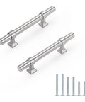 5 Pack 3 Inch Brushed Nickel Cabinet Pulls Stainless Steel T Bar Handles With Solid Zinc Alloy Base Featuring 3 Inch Hole Centers