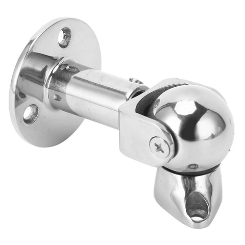 Stainless Steel Marine Magnetic Door Stopper With Self Aligning Rotating Head And Adjustable 3 5 To 4 5 Inch Length close-up side view.