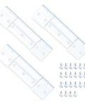 Three Pack White Aluminum Screen Door Hinges With One Eighth Inch Grooved Center For Patio And Storm Doors, rust-free with screws.
