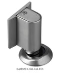 Super Heavy Duty Invisible Door Stopper With Strong Adhesive Or Screws For Solid Steel Zinc Alloy Hold Keeps Bedroom Doors Locked In Place Without Drilling Holes And Looks Sleek With Brushed Nickel Finish, top angle view