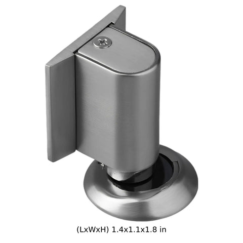 Super Heavy Duty Invisible Door Stopper With Strong Adhesive Or Screws For Solid Steel Zinc Alloy Hold Keeps Bedroom Doors Locked In Place Without Drilling Holes And Looks Sleek With Brushed Nickel Finish, top angle view