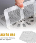 10 Pack 4 Inch Square Disposable Shower Drain Hair Catcher Stickers Solid Mesh Filter for bathroom drain installation.