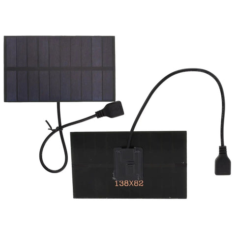 1.5W 5V Flexible Mini Solar Panel with USB interface, 138x82mm, black, ideal for portable charging and DIY projects outdoors.