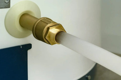 Close-up of Brass Three Quarter Inch Water Heater Drain Valve Full Port No Fuss Install And Rapid Sediment Flush Extends Heater Life