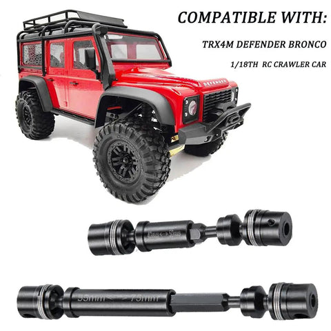 Industrial Grade Steel RC Drive Shafts Set For 1 By 18 TRX4M Defender Bronco Crawler Car Upgrade Front And Rear Center Driveshafts Built To Last With Beefy Rust Resistant Finish Easy Install And Stable Powerful Transmission with red TRX4M model