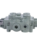 Front view of Beefy Heavy Duty Hydraulic Valve For Twin Spool Systems With 25 GPM Flow, Cast Iron, Lever Handle, 3000 PSI