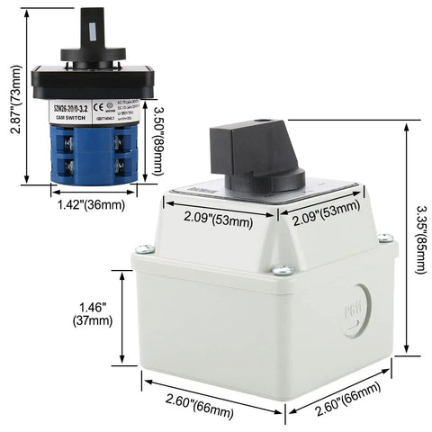 20A 660V Rotary Changeover Switch With Exterior IP54 Box Four Position Eight Terminal Selector For Motor Control And Generator Transfer