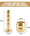 10 Pack Brass Disc Brake Hose Olive Inserts And Barbs Set For Hydraulic Disc Brakes shown with measurements