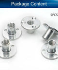 Pack Of Five M12 Brad Hole Tee Nuts Heavy Duty Industrial Grade Carbon Steel Furniture Hardware, five piece set, silver finish.
