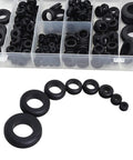Rubber Grommet Assortment Kit 180 Pcs With O Ring Washers Made From NBR in storage box, various sizes for cable protection