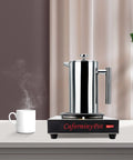 Commercial Stainless Steel Single Cup Warmer With 80W Heating Plate Keeps Your Daily Brew Hot All Day Long Non Stick Surface That Honestly Hits Different For Home Office Or Cafe Use with steaming mug.
