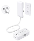 3 Ft Flat Extension Cord With Ultra Thin Outlet Cover Slick Low Profile Plug provides seamless access to multiple devices.