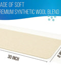 Non Slip Stair Treads for Wooden Steps 8x30 Inch Peel and Stick Indoor Carpet Runner Mats Slip Resistant Backing Safe for Elders Kids and Pets Latte Stair Grip for Extra Secure Steps made of synthetic wool blend showing dimensions