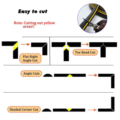 Diagram showing various cuts for Heavy Duty Floor Cable Management Protector Tubing For Home Gym And Warehouse Cords