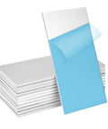 Stack of 12 Pack Aluminum Sheets 2 X 4 X One Eighth Inch 6061 T6 Plate For Weld Practice Kit with blue protective film visible
