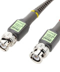 Close-up of 60MHz Oscilloscope Probe Kit With X1 And X10 Attenuation Switch connectors, showing metallic ends and labeled gray cables.