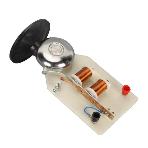 Magnetic Electromagnet Demonstration Kit For Physics Class With Vertical Bell Mechanism And Base Ideal For Hands On Classroom Experiments Demonstrating Electric Current Attraction And Contact Interaction with visible coils and components on base.