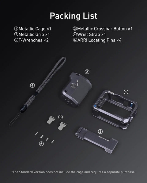 GoPro Hero 9 10 11 12 13 Street Grip Kit With Metal Rabbit Cage And Seesaw Design Aluminum Alloy Shell components displayed.