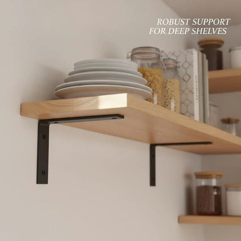 Heavy Duty L Shaped Shelf Brackets Carbon Steel Wall Mount Supports For Deep Shelves Six To Twelve Inch One Pack